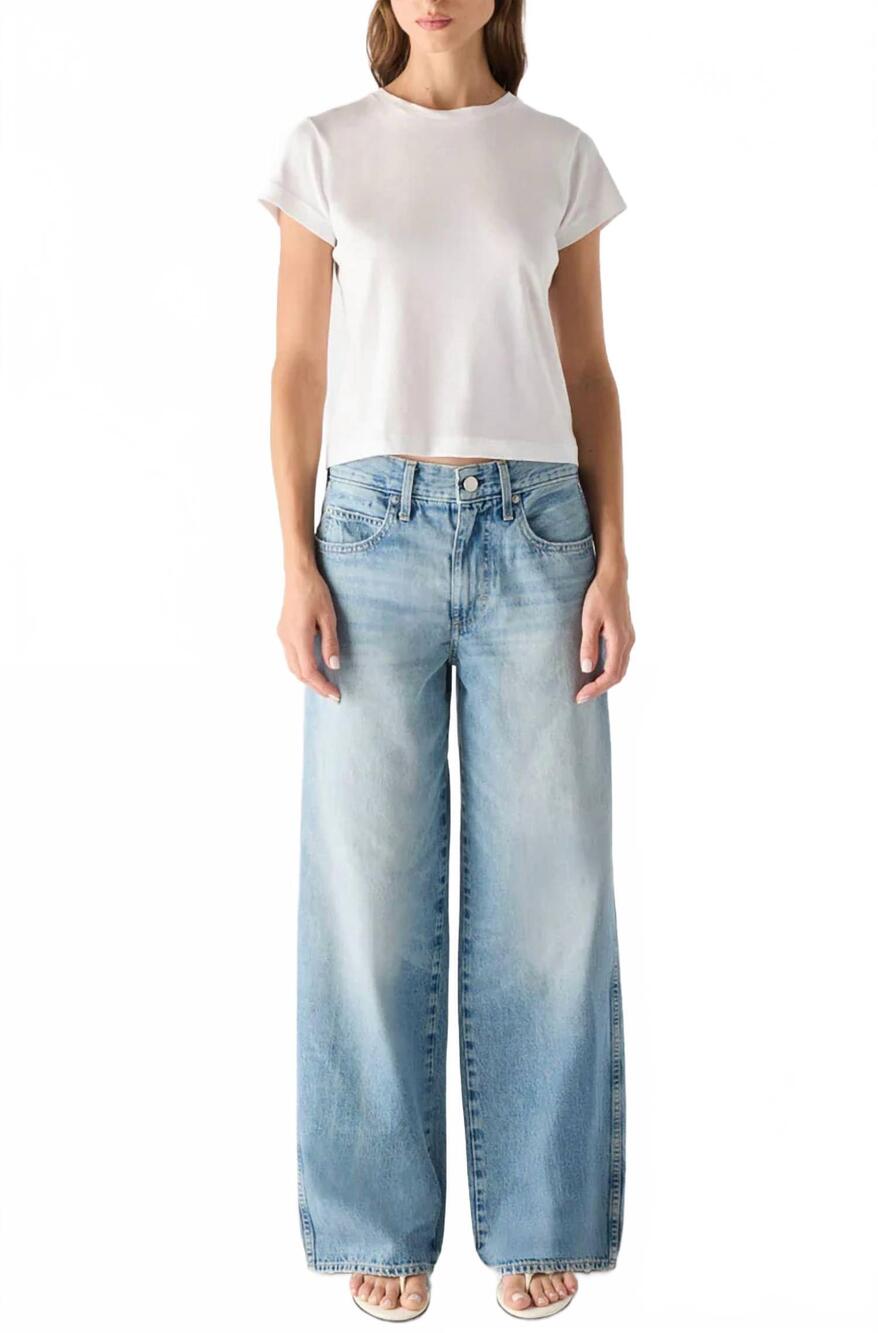 NEW AMO DENIM kira mid rise wide leg jeans in drift
